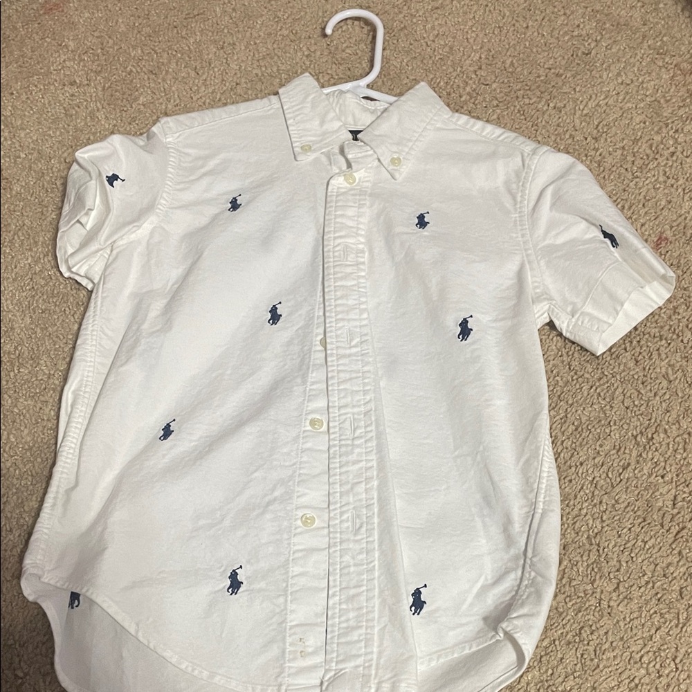 Polo by Ralph Lauren Kids White Button Down Shirt with Navy Accents